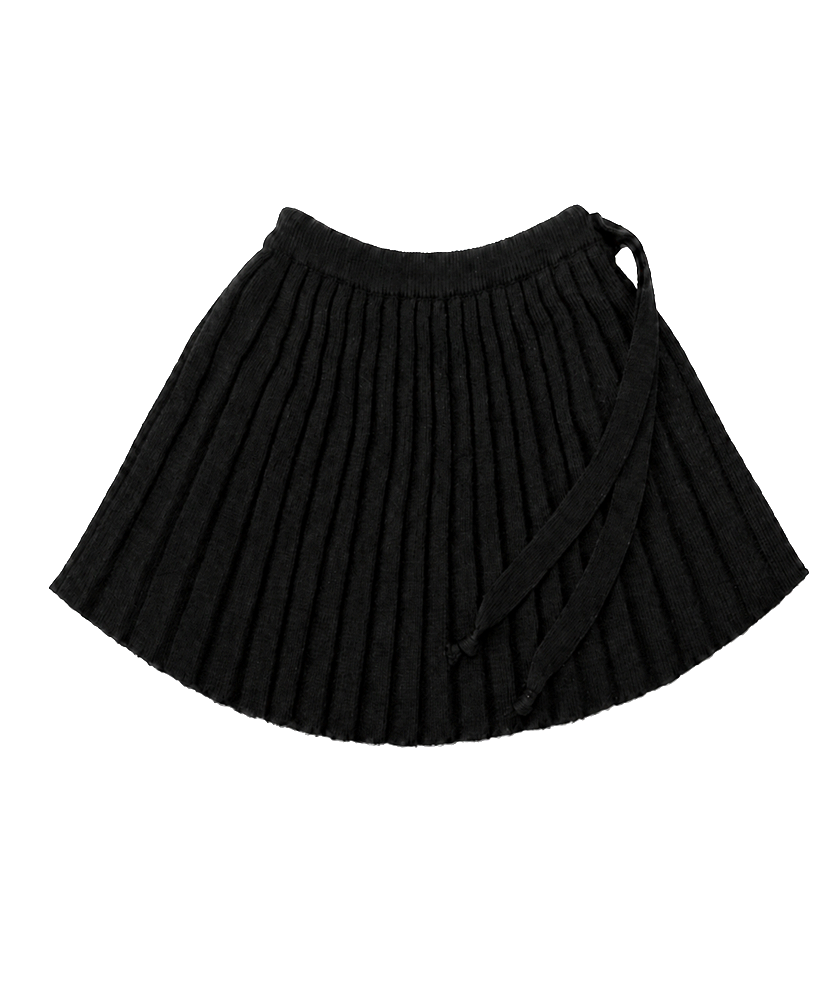 Fustă plisată fete 7 la 12 ani lână negru 